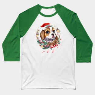 Christmas Dog Beagle Baseball T-Shirt